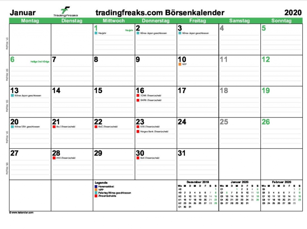 Börsenkalender 2020